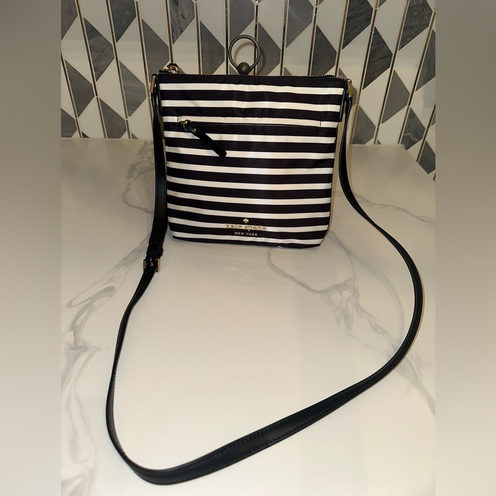 kate spade Black & White Striped Crossbody Bag